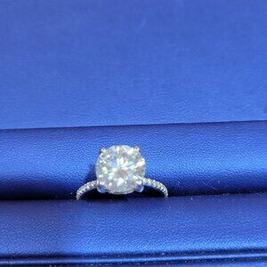 Gage Jewelers Custom Moissanite Engagment Ring 3.6 CT 10mm Hidden Halo GIA Cert